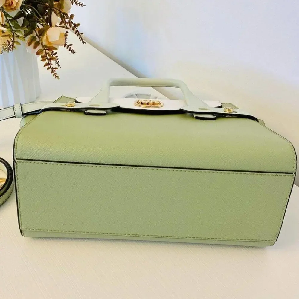 Michael Kors Purse Carmen Medium Flap Satchel shoulder bag light sage